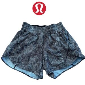 Lululemon Speed Up Shorts Size 6 Black Blue Print Lined Run